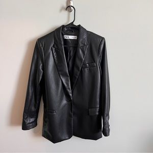 Zara faux leather oversized blazer